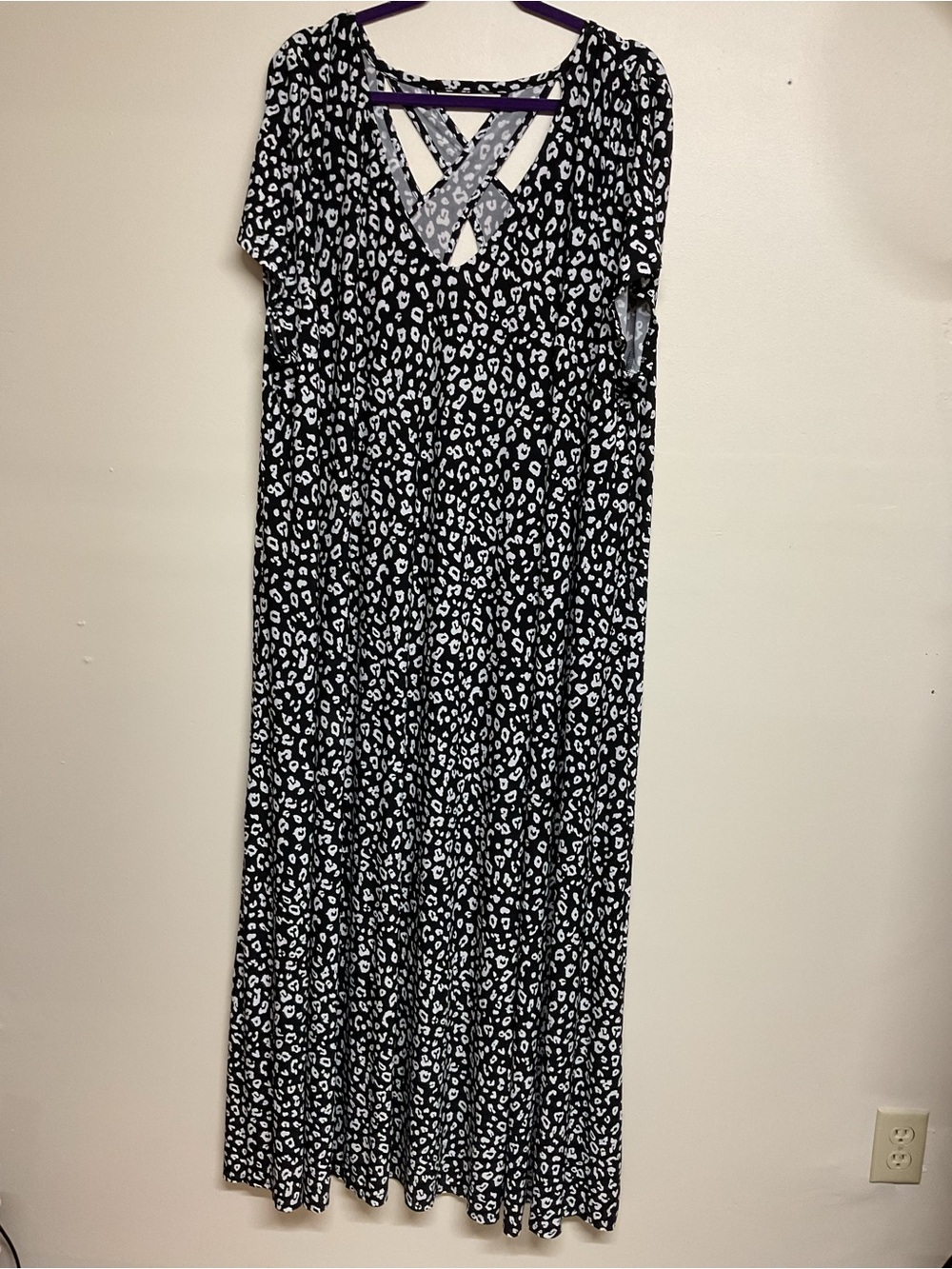 Lane Bryant Black and White Maxi Dress with Crisscross Back